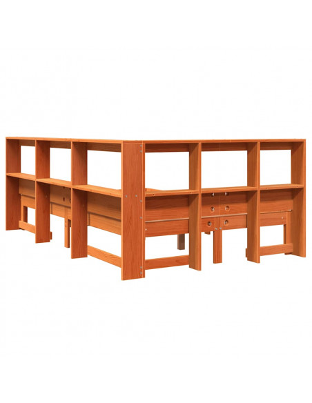 Letto Libreria senza Materasso Marrone Cera 120x190 cm in Pino