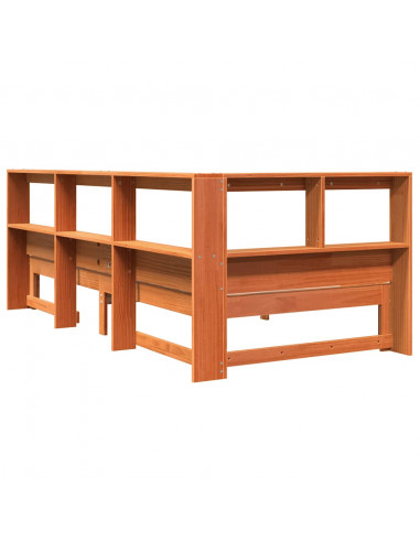 Letto Libreria senza Materasso Marrone Cera 100x200 cm in Pino