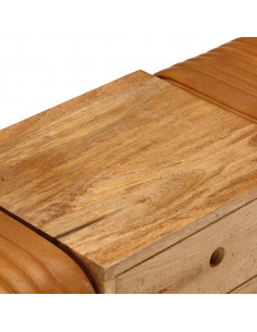 Panca Bok Marrone 107cm Vera Pelle di Capra e Massello di Mango