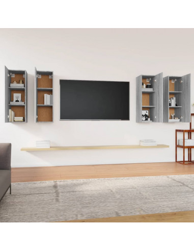 Mobili TV 4 pz Grigio Sonoma 30,5x30x90 cm in Legno Multistrato