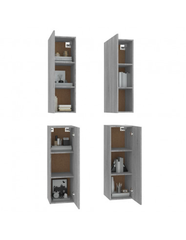 Mobili TV 4 pz Grigio Sonoma 30,5x30x90 cm in Legno Multistrato