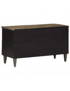 Mobile Porta TV Nero 80x33x46 cm in Legno Massello di Mango