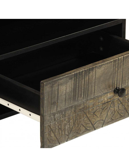 Mobile Porta TV Nero 80x33x46 cm in Legno Massello di Mango