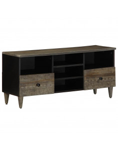 Mobile Porta TV Nero 100x33x46 cm in Legno Massello di Mango