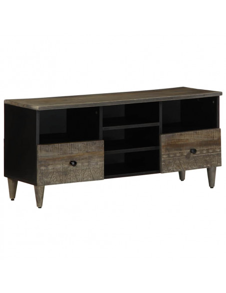 Mobile Porta TV Nero 100x33x46 cm in Legno Massello di Mango