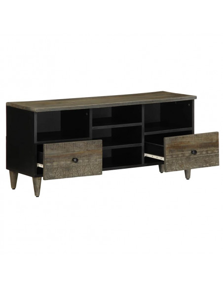Mobile Porta TV Nero 100x33x46 cm in Legno Massello di Mango