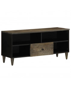 Mobile Porta TV Nero 100x33x46 cm in Legno Massello di Mango