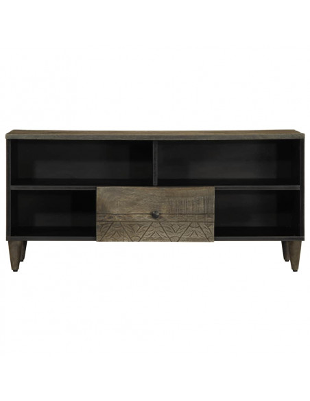 Mobile Porta TV Nero 100x33x46 cm in Legno Massello di Mango