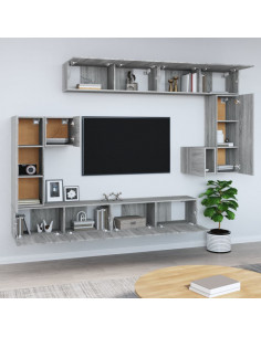 Mobile Porta TV a Parete Grigio Sonoma in Legno Multistrato 2