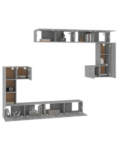 Mobile Porta TV a Parete Grigio Sonoma in Legno Multistrato