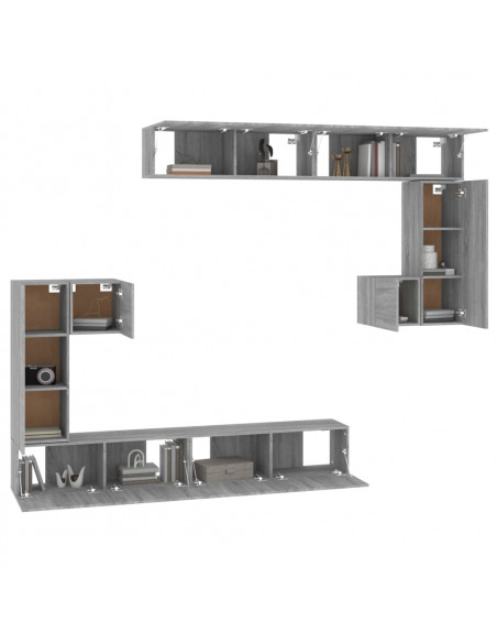 Mobile Porta TV a Parete Grigio Sonoma in Legno Multistrato