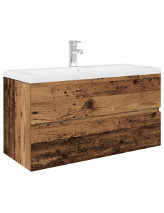 Mobile da Bagno con Lavabo Integrato e Rubinetto Legno Antico