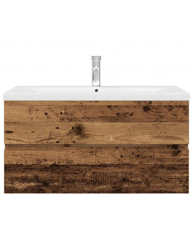 Mobile da Bagno con Lavabo Integrato e Rubinetto Legno Antico