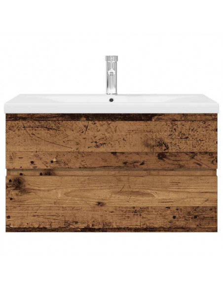 Mobile da Bagno con Lavabo Integrato e Rubinetto Legno Antico