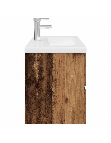 Mobile da Bagno con Lavabo Integrato e Rubinetto Legno Antico