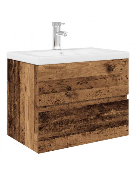 Mobile da Bagno con Lavabo Integrato e Rubinetto Legno Antico