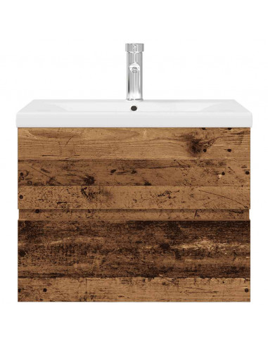 Mobile da Bagno con Lavabo Integrato e Rubinetto Legno Antico