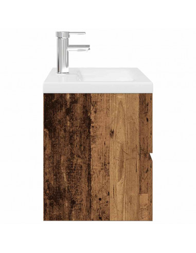 Mobile da Bagno con Lavabo Integrato e Rubinetto Legno Antico