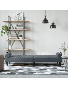 Divano Letto con Braccioli Grigio Scuro in Velluto 2