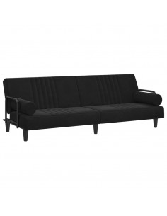 Divano Letto con Braccioli Nero in Velluto