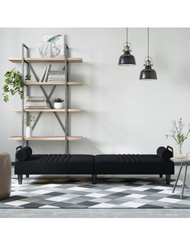 Divano Letto con Braccioli Nero in Velluto