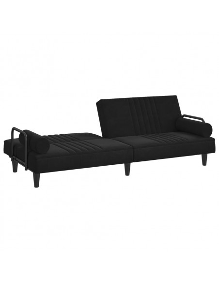 Divano Letto con Braccioli Nero in Velluto