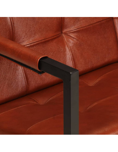 Divano a 2 Posti Marrone in Vera Pelle di Capra