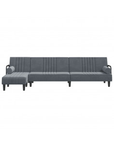 Divano Letto a L Grigio Scuro 260x140x70 cm in Velluto 2
