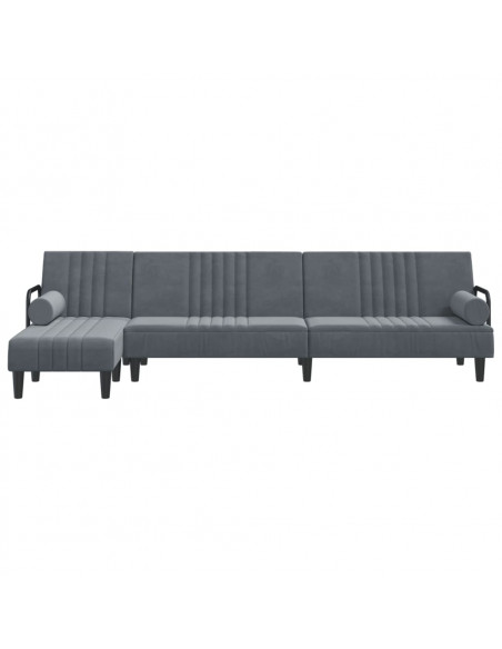 Divano Letto a L Grigio Scuro 260x140x70 cm in Velluto