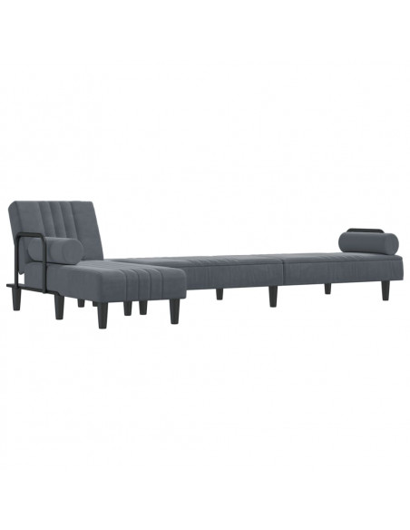 Divano Letto a L Grigio Scuro 260x140x70 cm in Velluto