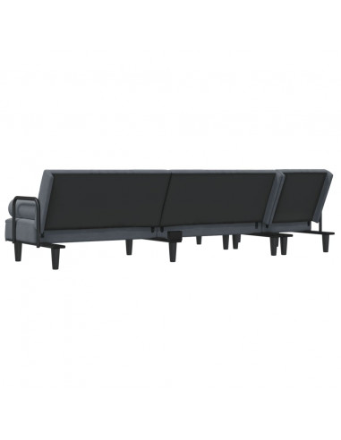 Divano Letto a L Grigio Scuro 260x140x70 cm in Velluto