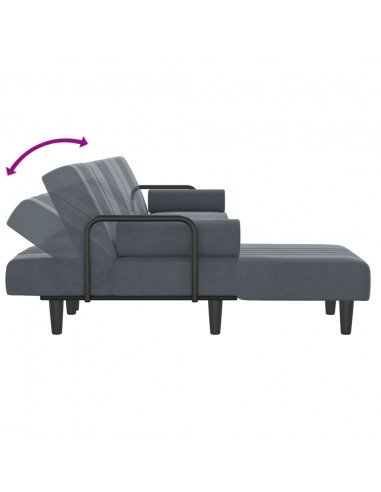 Divano Letto a L Grigio Scuro 260x140x70 cm in Velluto
