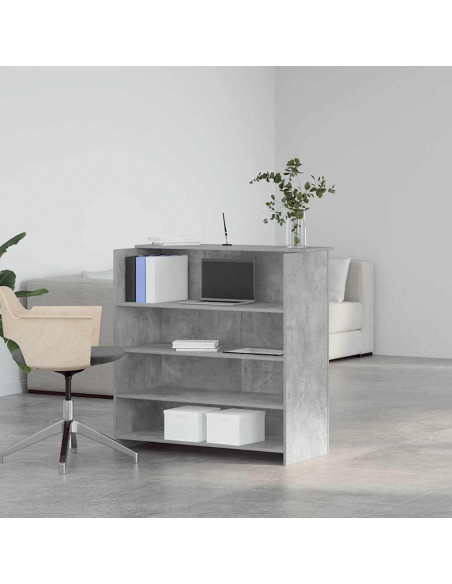 Banco Reception Grigio Cemento 100x50x103,5cm Legno Multistrato