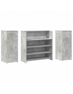 Banco Reception Grigio Cemento 180x50x103,5cm Legno Multistrato