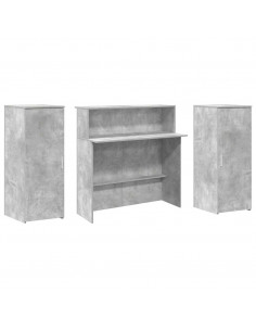 Banco Reception Grigio Cemento 180x50x103,5cm Legno Multistrato