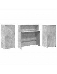 Banco Reception Grigio Cemento 200x50x103,5cm Legno Multistrato