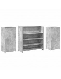 Banco Reception Grigio Cemento 200x50x103,5cm Legno Multistrato