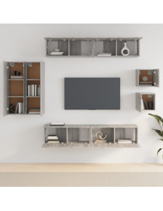 Set Mobili Porta TV 8pz Grigio Sonoma in Legno Multistrato 2