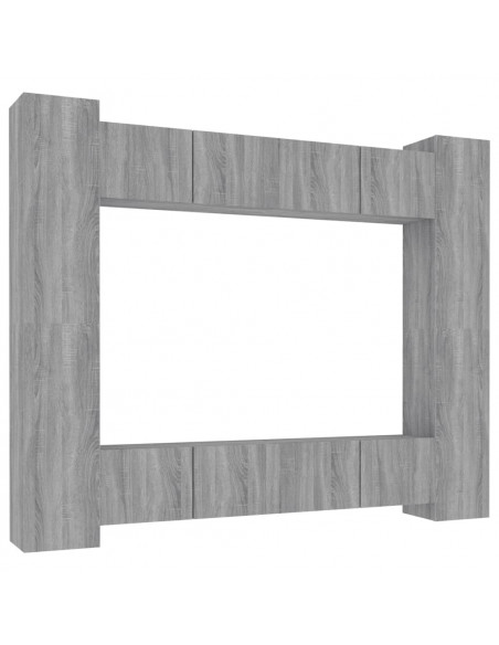 Set Mobili Porta TV 8pz Grigio Sonoma in Legno Multistrato