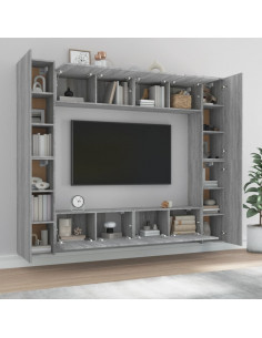Set Mobili Porta TV 8pz Grigio Sonoma in Legno Multistrato 2
