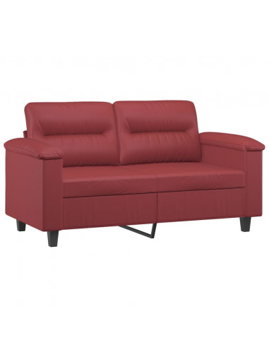 Set di Divani 3 pz con Cuscini Rosso Vino in Similpelle