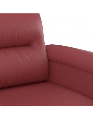 Set di Divani 3 pz con Cuscini Rosso Vino in Similpelle