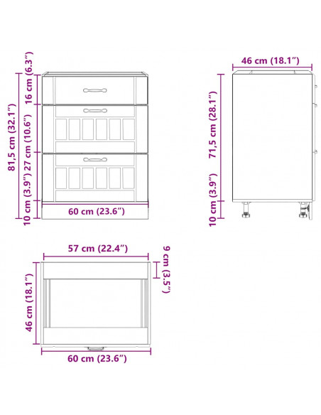 Base da Cucina Lucca Rovere Fumo in Legno Multistrato