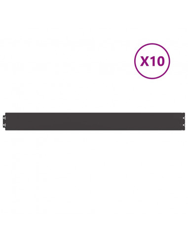 Bordure per Prato 10 pz Nere Acciaio Laminato a Freddo