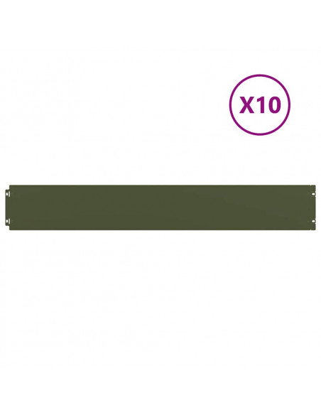 Bordure per Prato 10 pz Verde Oliva Acciaio Laminato a Freddo
