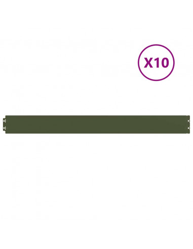 Bordure per Prato 10 pz Verde Oliva Acciaio Laminato a Freddo