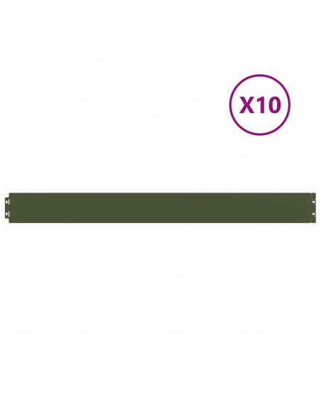 Bordure per Prato 10 pz Verde Oliva Acciaio Laminato a Freddo