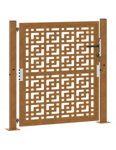 Cancello da Giardino 105x105 cm Acciaio Corten Design a Croce