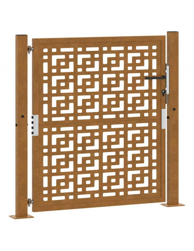 Cancello da Giardino 105x105 cm Acciaio Corten Design a Croce