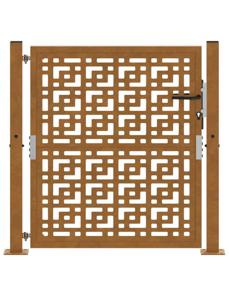 Cancello da Giardino 105x105 cm Acciaio Corten Design a Croce